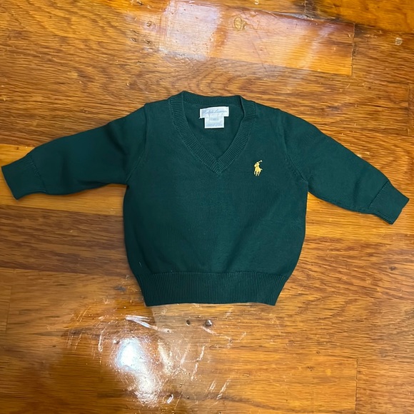 Ralph Lauren green sweater with brown corduroy elbow patch detail - Picture 2 of 3